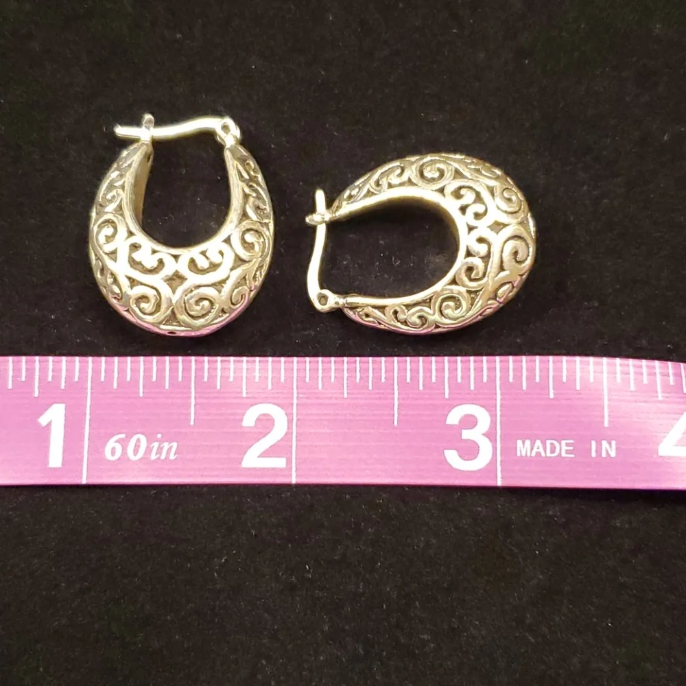 Sterling Silver NWT Scrollwork Hoop Earrings